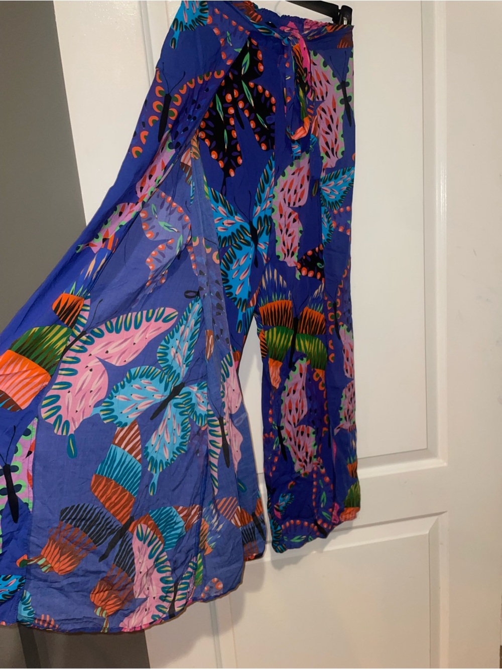 New! Desigual Slit Culottes Tie Waist Tropical Butterfly Print Wide Leg Pants🦋 S - Picture 6 of 11